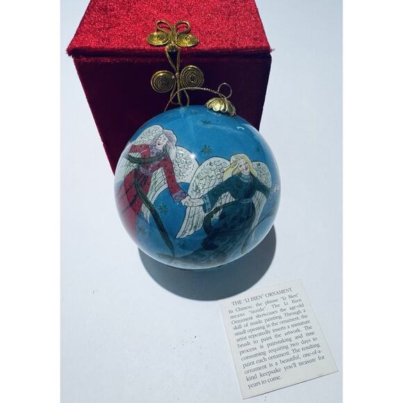 Li Bien "The Angels" Large Reverse Hand Painted 2001 Glass Christmas Ornament - Picture 6 of 9